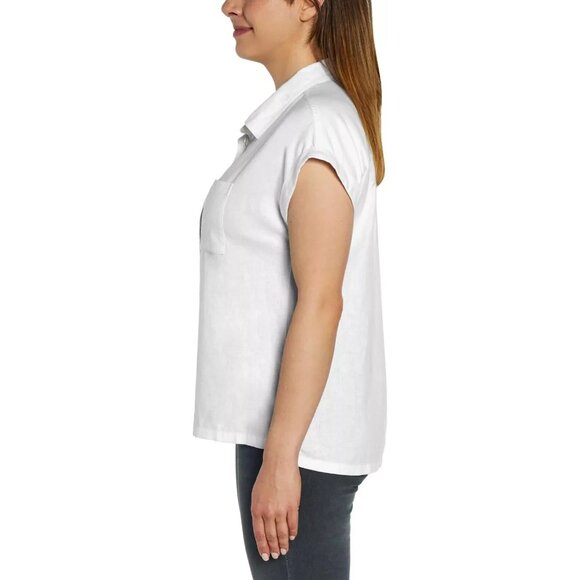 Orvis Women's Button-Up Short Sleeves Linen Blend Shirt White Beach Summer L - Picture 3 of 11